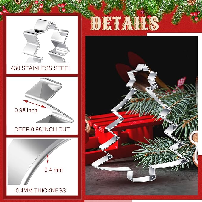 2 Pcs Large Christmas Cookie Cutters 8" Extra Large Christmas Tree Stainless Steel Giant Cookie Cutter for Holiday Baking