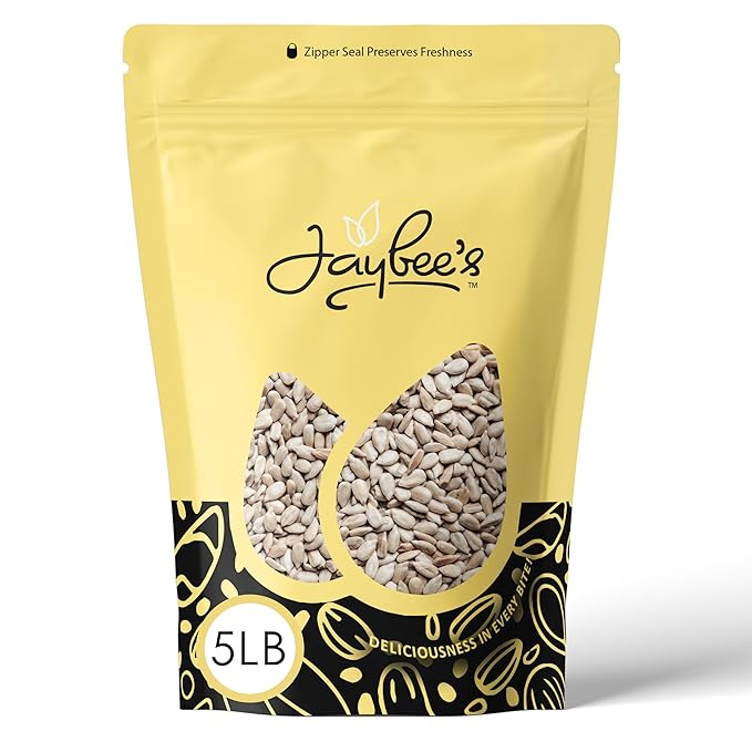 Raw Sunflower Seeds 5 Pounds | Resealable Bag | Hulled Sunflower Kernels | Healthy Snack High in Protein & Healthy Fats | Great for Cooking, Baking, Salad Recipes | Jaybee's