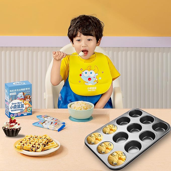 Muffin Pan 12 Cups Non-stick for Mini Cakes Tarts Biscuits Muffins Cupcakes Used by Stainless Steel (black)