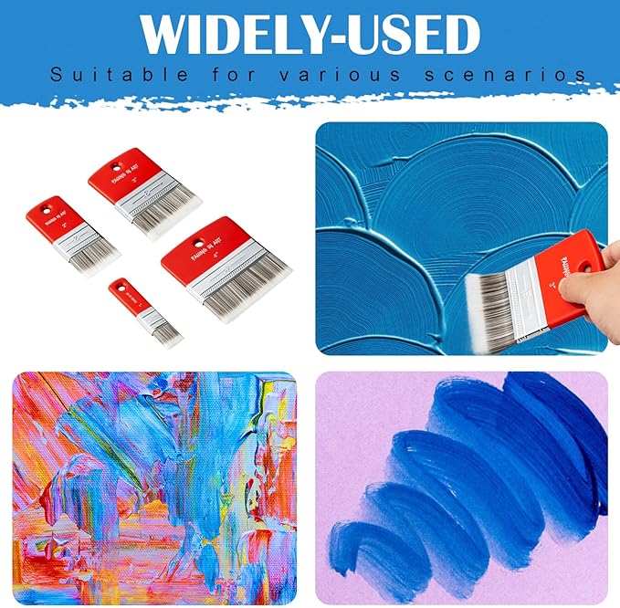 Falling in Art Flat Paddle Paint Brush, Scale Brush for Oil and Acrylic Paints,2 Inch