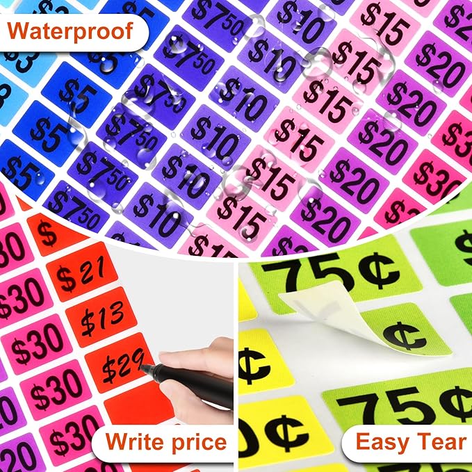 4500 Pcs Garage Sale Stickers, Yard Sale Price Stickers, Price Tag Labels Stickers for Yard Sale Supplies, Garage Sale Supplies, 1/2" X 3/4" Pricing Labels