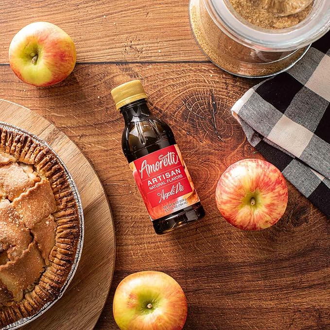 Amoretti - Natural Apple Pie Artisan Flavor Paste, 8 oz, Perfect For Ice Cream, Beverages, Cakes, and more, Preservative Free, Vegan, Gluten Free, No Artificial Sweeteners, Highly Concentrated