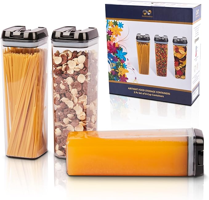 Airtight Food Storage Containers Durable Food Containers to Keep Food Fresh – Tidy Your Kitchen Using Our Pantry Storage – Airtight Containers for Organizing - 3pc set