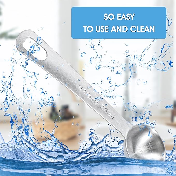 5 Pcs 1/2tbsp Stainless Steel Teaspoon Measuring Spoons 7.5ml Individual Teaspoon Measuring Spoons with Measurement Marks, Round Bowl Design Teaspoons for Precise Cooking