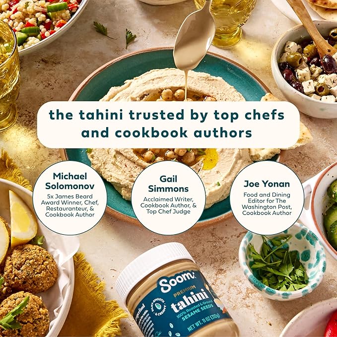 Soom Foods Ground Premium Sesame Tahini Paste 11oz (2 Pack) | Silky Smooth Texture in Hummus, Dips, Dressings | Vegan, Nut-Free, Gluten-Free, Kosher, Keto, Paleo, Whole30