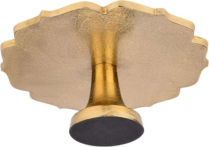 Cruiser’s Caché 16" Sculpted Metal Cake Stand, White Enamel and Rustic Gold Finish, Handcrafted