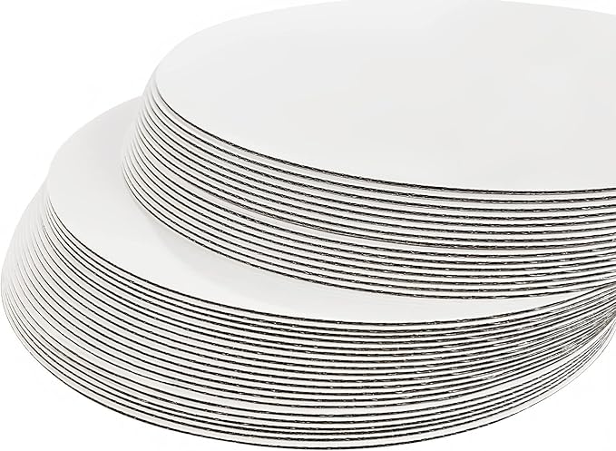 ONEMORE 30-Pack White Cake Board Rounds,Circle Cardboard Base Boards, 8, 10 and 12-Inch. Perfect for Cake Decorating, 10 of Each Size (White,30)