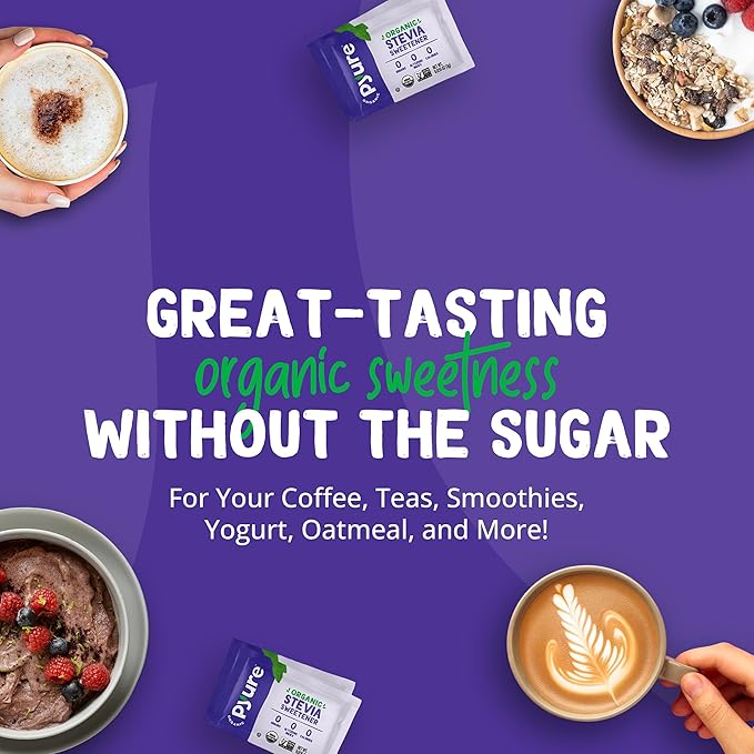 Pyure Organic Stevia Packets | Zero Calorie Sweetener for Coffee, and Baking | Granulated Stevia Sugar Substitute | Plant-Based, Keto, Diabetic & Paleo Friendly | USDA Organic, Non-GMO | 80 Packets