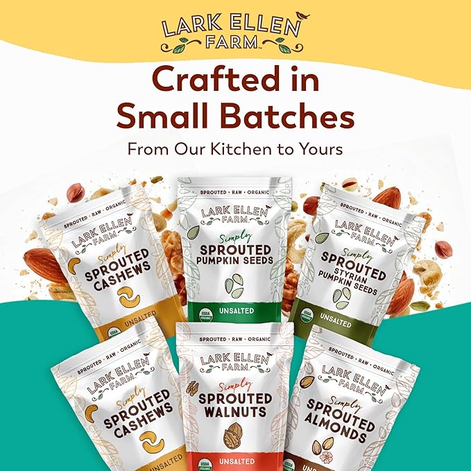 Lark Ellen Farm Organic Sprouted Walnuts – Raw, Unsalted, Keto-Friendly, Healthy Vegan Snack, Gluten-Free, 10 Oz, 3 Pack