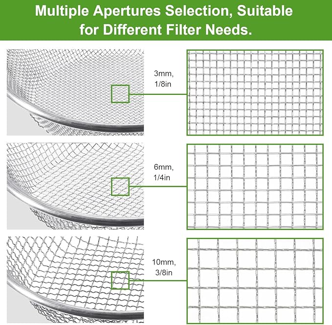 Soil Sifter Sieve Rock Sifter, Galvanized Screen for Compost, Dirt, Garden Soil Sieve Fits 5 Gallon Bucket, Rust-Resistant Compost Sifter,1/4in