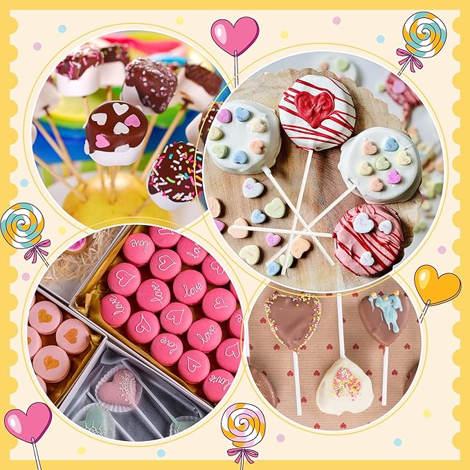 12 Pack Stainless Steel Cake Pop Mold Set with Pusher Circle and Heart Shapes Press Cake Pop Cutter Set with 100pcs Lollipop Sticks | Reusable Baking Tools for Home, Party, Birthday Desserts