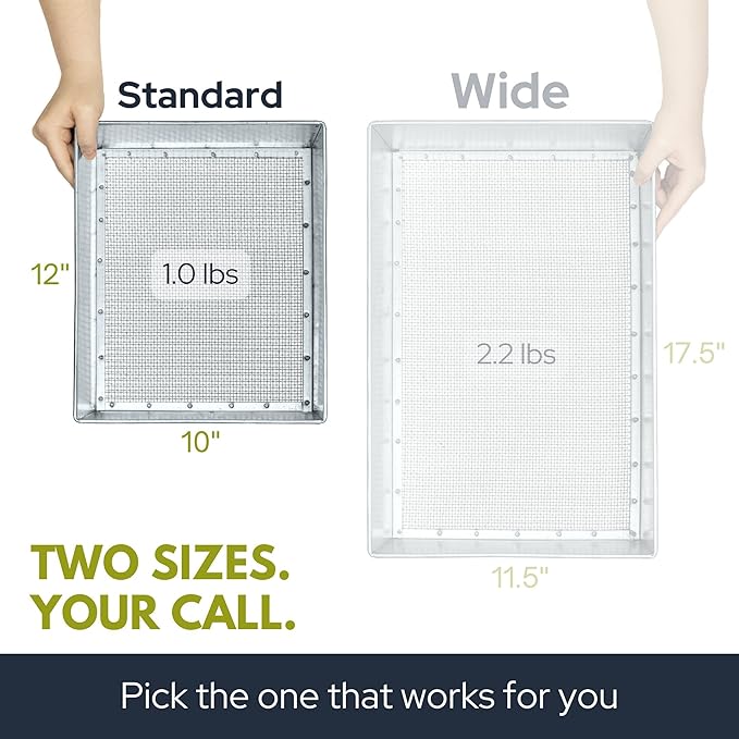 Soil Sifter, Standard Size (12 x 10 inches) with 1/8-inch Mesh, Trapping and Garden Sieve for Dirt, Sand, Rocks, and Compost