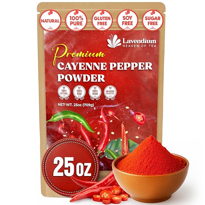 Lavendium, Premium 1.56 lbs Cayenne Pepper Powder– Pure Ground Red Pepper, Bold and Spicy Flavor