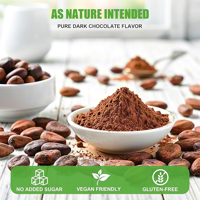 226g/3pack, Ultra-Fine Organic Cacao Powder ， Gourmet Baking Grade, Non-Alkalized Pure Cocoa for Brownies & Cookies, Dairy-Free, Vegan Certified, Resealable Bag