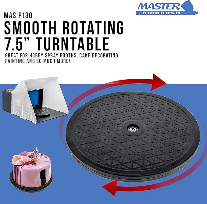 Master Airbrush Smooth Rotating 7.5 in. Diameter Turntable - for Hobby Spray Booths, Airbrushing Projects, Cake Decorating, Rotating TV or Monitor and More