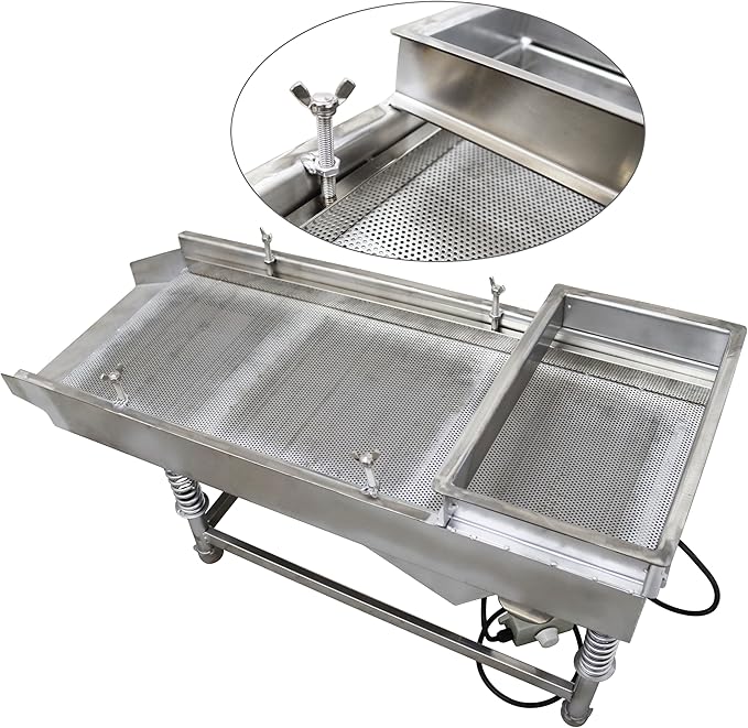 TECHTONGDA Straight Vibrating Sieve Screen Shaker Electric Linear Sifter Machine Stainless Steel One Layer One Motor 2mm Screen Size 11.8×29.5inch 110V