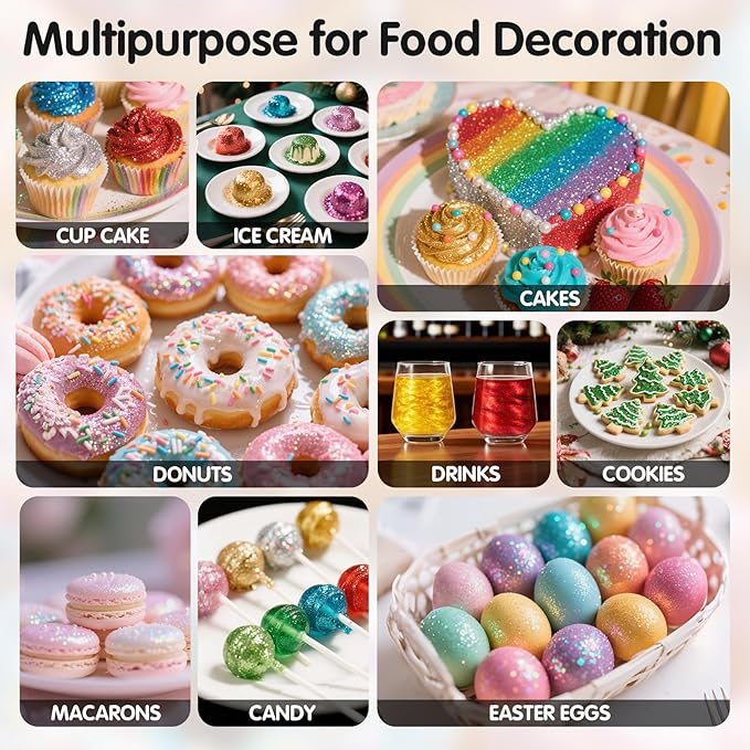 Christmas Edible Blue Glitter for Drinks, Food Grade 10g Gold Sprinkles Cake Decorating Supplies,Edible Luster Dust for Cocktail Beverages,Food Spray,Food Coloring Shimmer Powder for Baking,Cake Cupcakes Cookies Drinks Candy Strawberries Decorations
