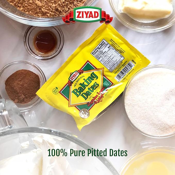 Ziyad Pure Date Paste, No Added Sugar, Ideal For Baking, Pantry, Spread, High Fiber, No Fat, No Preservatives, 13oz (Pack of 4)