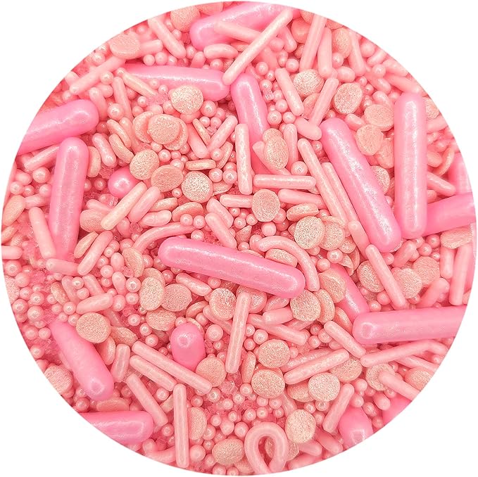 NCS Pearly Pink Edible Candy Sprinkle Mix, 8 ounces - Great for Cupcakes, Cookies, Cakes, Cake Pops