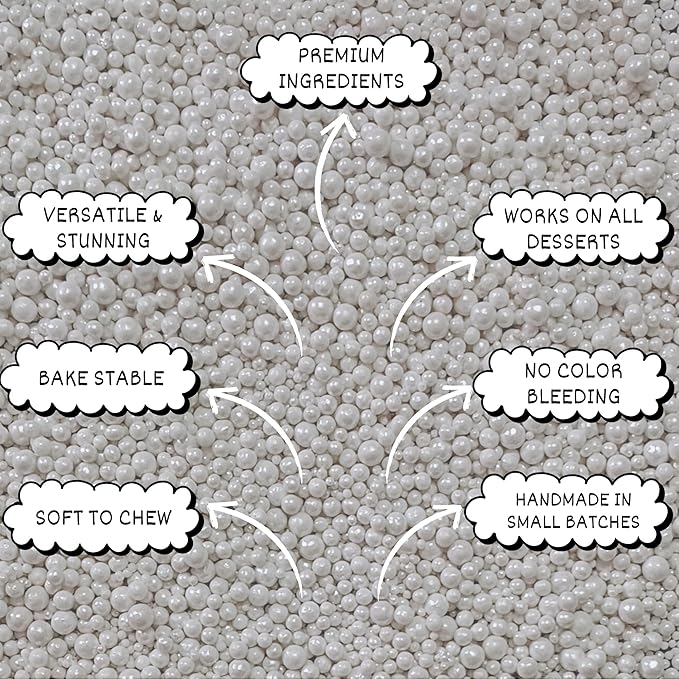 Confect Pearl White Cake Sprinkles – Confect Love Disco Balls Mashup Edible Sprinkles for Cupcakes, Cakes & Cookies – Elegant White Sugar Pearls & Decorative Toppings | Vegan, Gluten-Free, Nut-Free, Soy-Free, Dairy-Free, Palm Oil-Free- 4.2 Oz