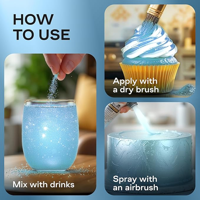 Bakeebake Edible Glitter 15g - Edible Glitter for Drinks & Desserts - Gluten Free Cake Decorating – Tasteless Vegan Drink Cocktails and Parties (Teal Blue, 15 grams)