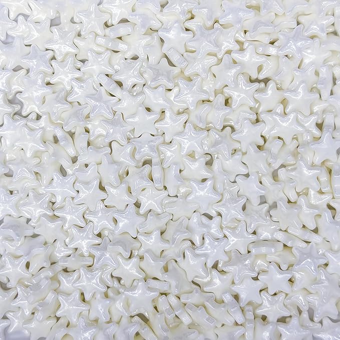 Dynastang 10mm White Stars Sprinkles Edible Stars Cake Decorating Stars Cake Decorations Cupcake Toppers Cookie Decorating Perfect for Cakes, Cupcakes, Desserts Toppings 3OZ