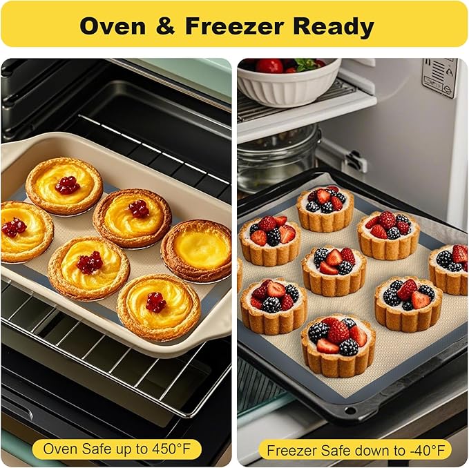 Silicone Baking Mat, 3 Pac Silicone Cookie Sheets for 2 Baking 16.5"L x 11.6"W and 1 Pc 11.81 "L x 8.27"W Reusable Baking Mat - Non-Stick Food Safe，Dark Gray Oven Baking Sheet