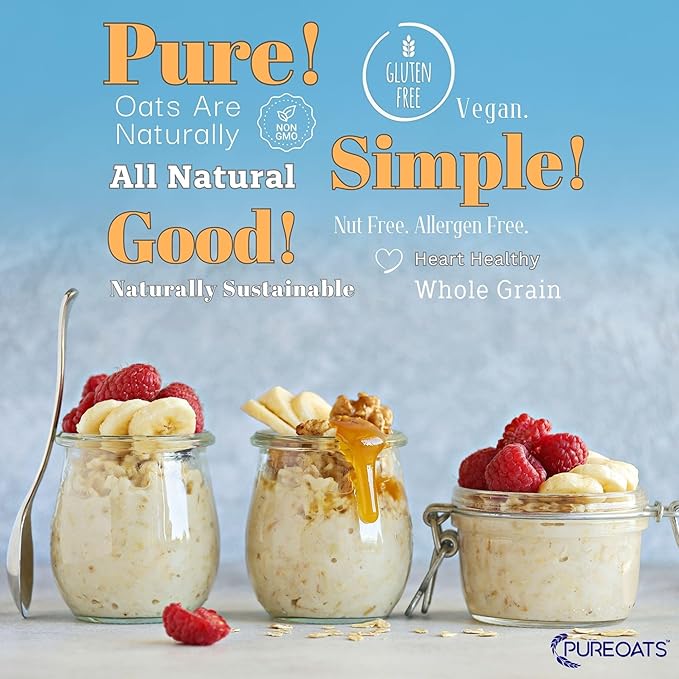 PureOats Gluten Free Oat Flour (4Lb Bag) 100% Whole Grain, Vegan, Allergen Free for Healthy breakfast and more