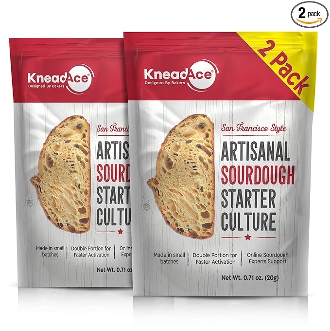 KneadAce Sourdough Starter Culture – Fast-Activating Natural Wild Yeast for Homemade Bread – Dehydrated Sourdough Starter for Baking Artisan Loaves, Easy to Use & Perfect for Beginners