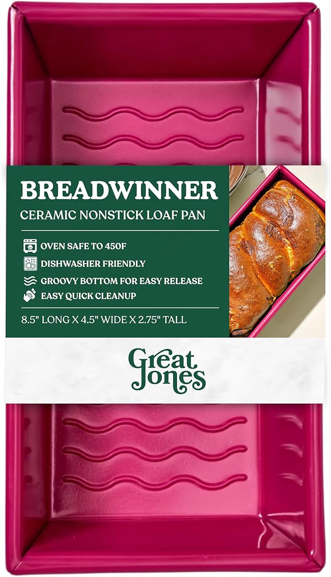 Great Jones Breadwinner (Raspberry) | Nonstick Loaf Pan for Bread, Cakes & More | Aluminized Steel with Easy Release Coating | Oven-Safe to 450°F | Even Heat Distribution | Dishwasher-Friendly