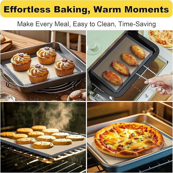 Silicone Baking Mat, 3 Pac Silicone Cookie Sheets for 2 Baking 16.5"L x 11.6"W and 1 Pc 11.81 "L x 8.27"W Reusable Baking Mat - Non-Stick Food Safe，Dark Gray Oven Baking Sheet
