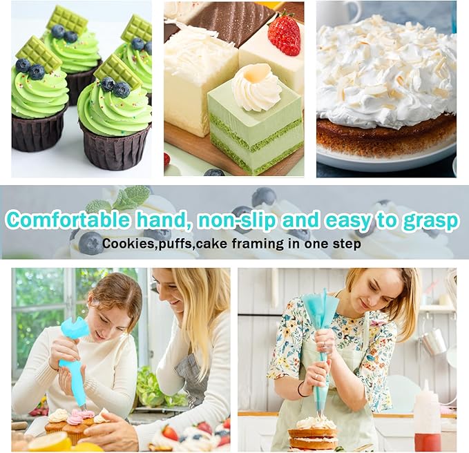 Piping Bags Pastry Bag 100PCS 2 Couplers,14 Frosting Tips 3 Cake Scraper 1 Tie, Cupcake Cake Decorating Bags Disposable Cake Icing Decorating Piping Bags Set For Cake Decorating Reusable For Cookies