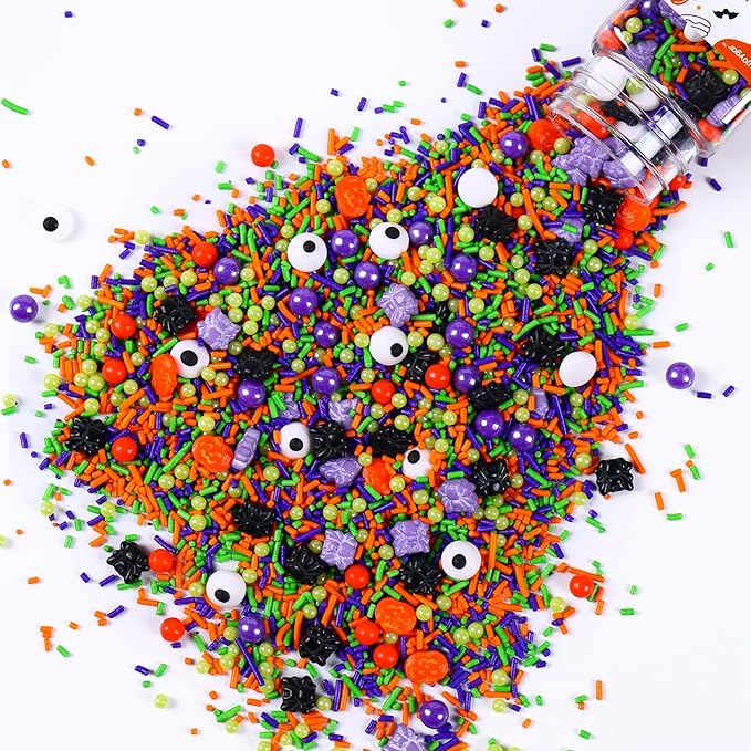 Halloween Sprinkles for Cake Decorating, 3.52oz Purple Eyeball & Pumpkin Sprinkles for Cupcake Topper Cookie Chocolate Cake Ice Cream Baking Decorations Halloween Party