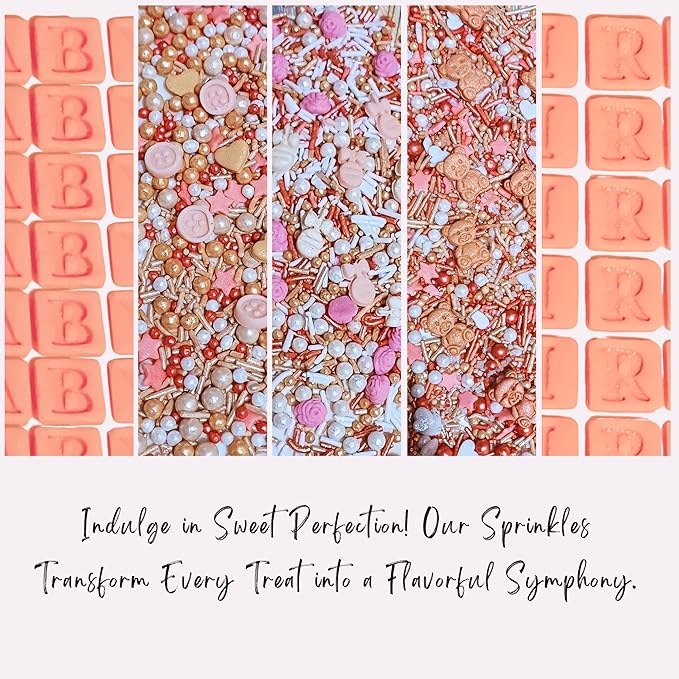 Confect Girls Baby Shower Sprinkles | Gender Reveal Sprinkles | Assorted Pack of 5 Mix Rose Gold, Peach, Blush Pink & Gold Edible Sprinkle | Vegan, Gluten-Free, Nut-Free, Soy-Free, Dairy-Free, Palm Oil-Free - 5 Oz