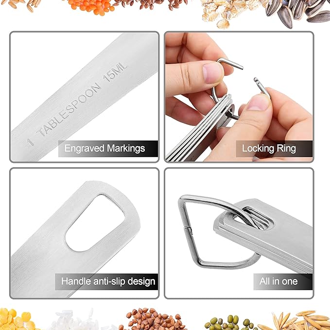 Measuring Cups with 3/4 Cup Measuring Cup Set of 8, Metric & US 18/8 Stainless Steel Measuring Cups, Dry & Liquid Measuring Cups Set with 2/3 Cup Measuring Cup for Kitchen and Baking