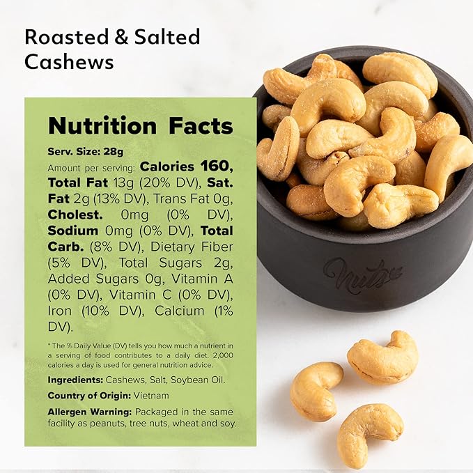 NUTS U.S. - Cashews | Roasted and Salted | No Shell | 100% Natural | Packed in a Resealable Bag!!! (4 LBS)