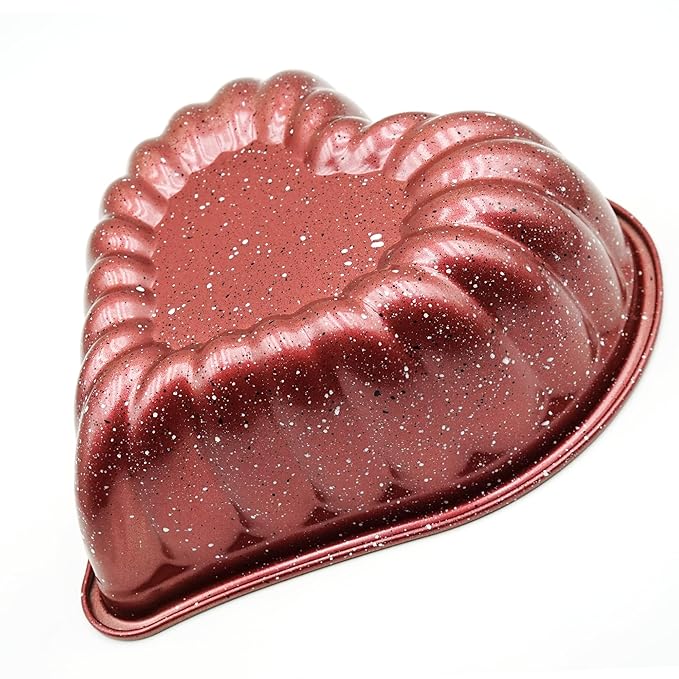 Kundalini Heart Cake Pan Red 10inch Non-Stick Heavy Duty Cake Pan for Christmas Wedding Valentine’s Day Party