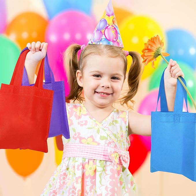 Aneco 30 Pieces Non-Woven Goodie Bags 8×8 Inch Party Favor Gift Bag Reusable Rainbow Cloth Bag for Birthday Party Baby Shower Wedding