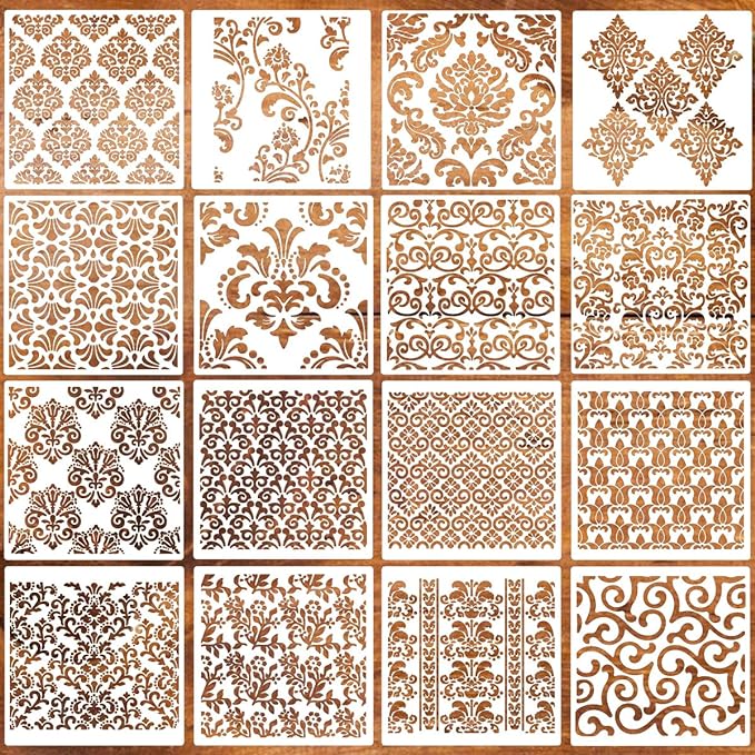 Damask Stencils 6inch Texture Stencils Reusable Layering Stencils Templates for Painting on Wood Furniture Canvas Paper Fabric