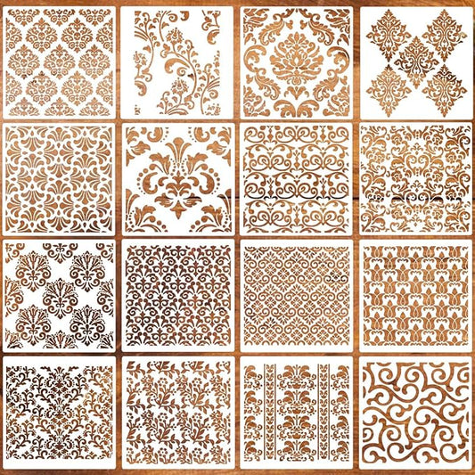 Damask Stencils 6inch Texture Stencils Reusable Layering Stencils Templates for Painting on Wood Furniture Canvas Paper Fabric