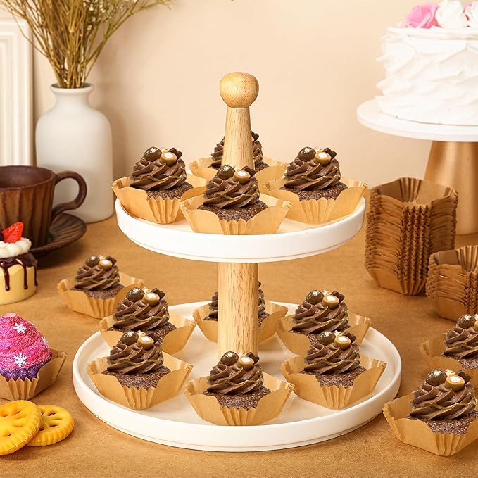 Tanlade 350 Pcs Square Mini Cupcake Liners Disposable Brownie Baking Pan Liners Paper Baking Cup for Cup and Cupcakes Party Supplies for Weddings Birthdays Bridal(Craft)