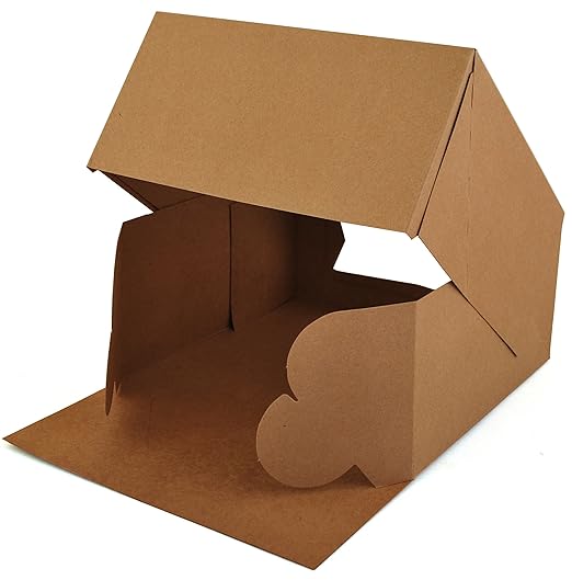 Southern Champion Tray 23053K Kraft Paperboard Lock Corner Window Bakery Box, 10" Length x 10" Width x 5" Height (Case of 150)