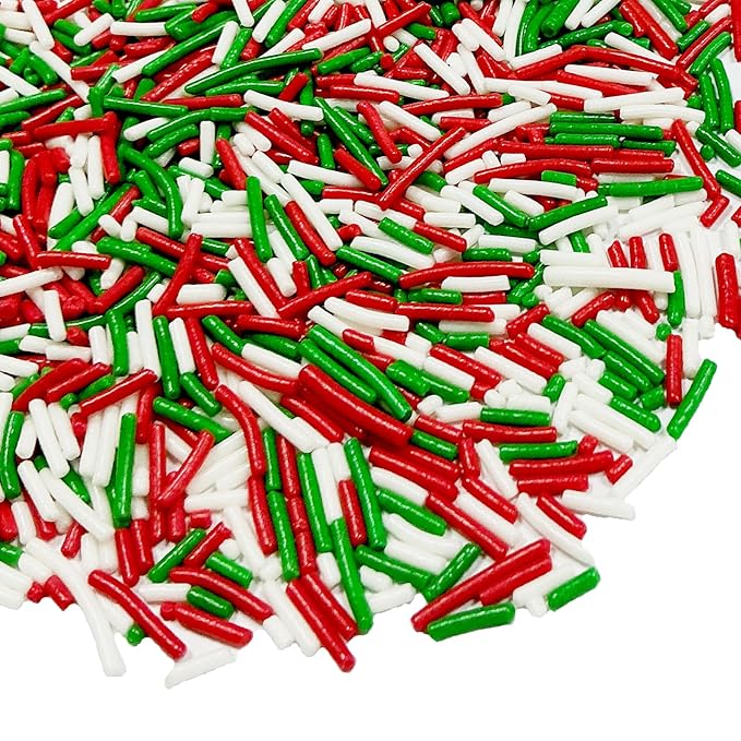 Homipooty Christmas Sprinkles for Cake Decorating 100g/3.5oz Mix of Red White and Green Holiday Sprinkles Jimmies for Cupcake Toppers Cookie Ice Cream Decorations Celebrations