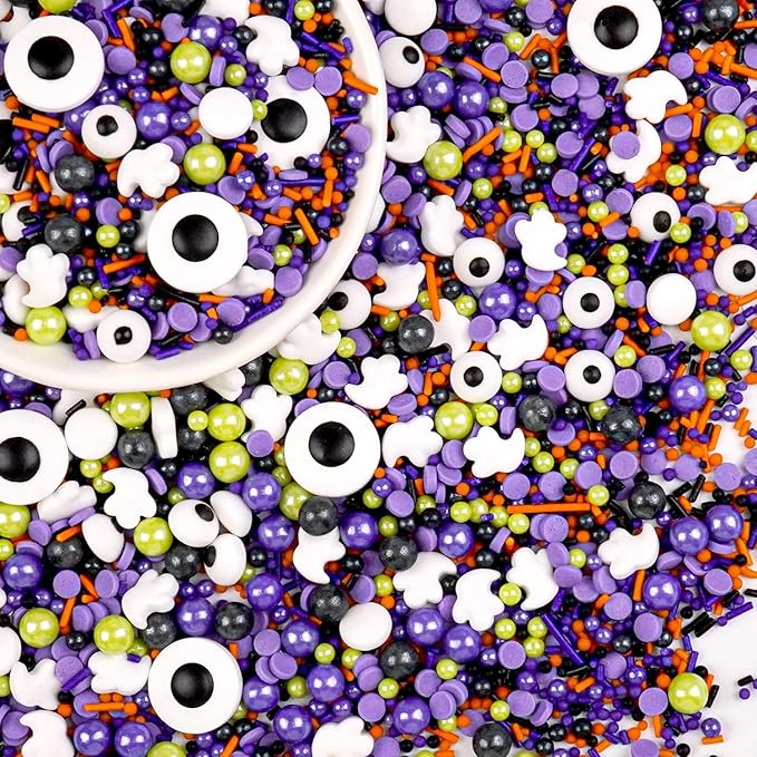 Halloween Mix Type Sprinkles for Cake Decorating, 150g/5.29oz, Edible Candy Eyeballs, Pearl Sugar Sprinkles Mix, Perfect for Cake Decoration, Cupcake Decorations Donuts Toppings