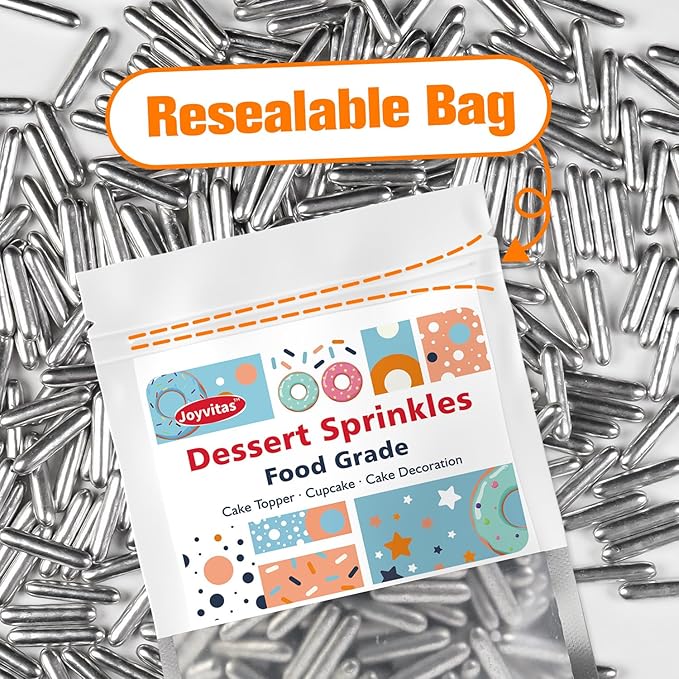 Christmas Silver Rods Sprinkles, Sugar Sprinkles For Cake Decorating, 150g/5.29oz, Food Grade, Foodgrade Decoration, Cupcake Toppers, Donuts, Cookies, Holiday, Birthday Party, Christmas Supplies