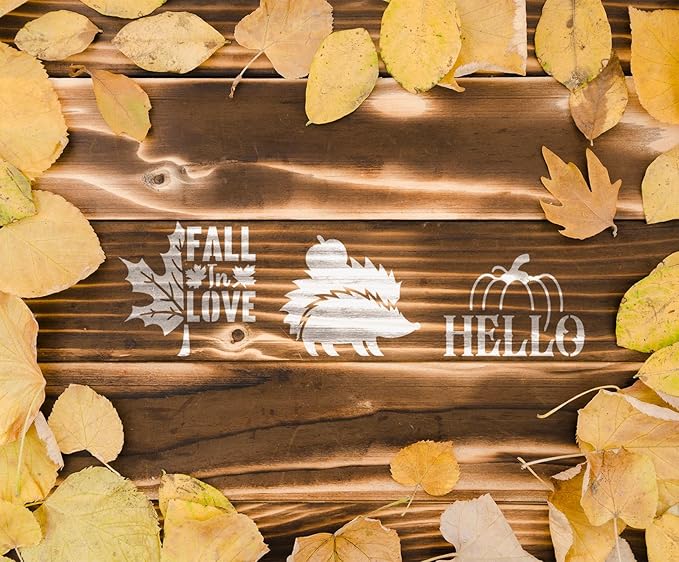 56 Pcs Fall Stencils for Crafts Reusable 3x3 Inch Small Painting Templates on Wood DIY Thanksgiving Autumn Holiday Canvas Fabric Home Decoration