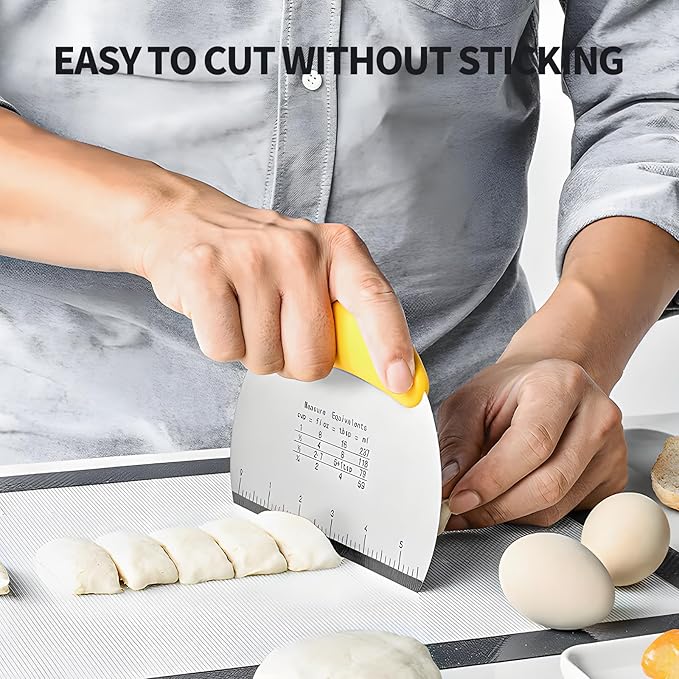 2pcs Semicircular Bench Scraper Cutter,Pastry Scraper with Non-Slip Ergonomic Handle,Stainless Steel Dough Cutter for Baking and Cooking