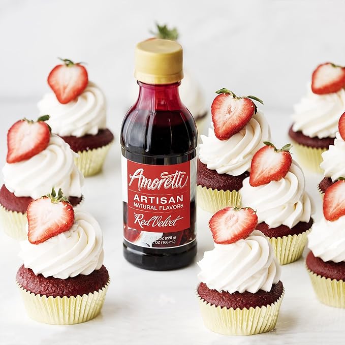 Amoretti - Natural Red Velvet Artisan Flavor Paste, 8 oz, Perfect For Ice Cream, Beverages, Cakes, and more, Preservative Free, Vegan, Gluten Free, No Artificial Sweeteners, Highly Concentrated