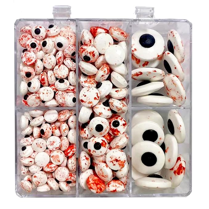 PhilaeEC Blood Eye Eyeball Sprinkle Halloween Edible for Cake Decoration 7mm 1cm 2cm Mix Size Blood Eyes Candy Baking Cookie Cupcake Toppers Decoration Halloween Christmas Valentines Supplies
