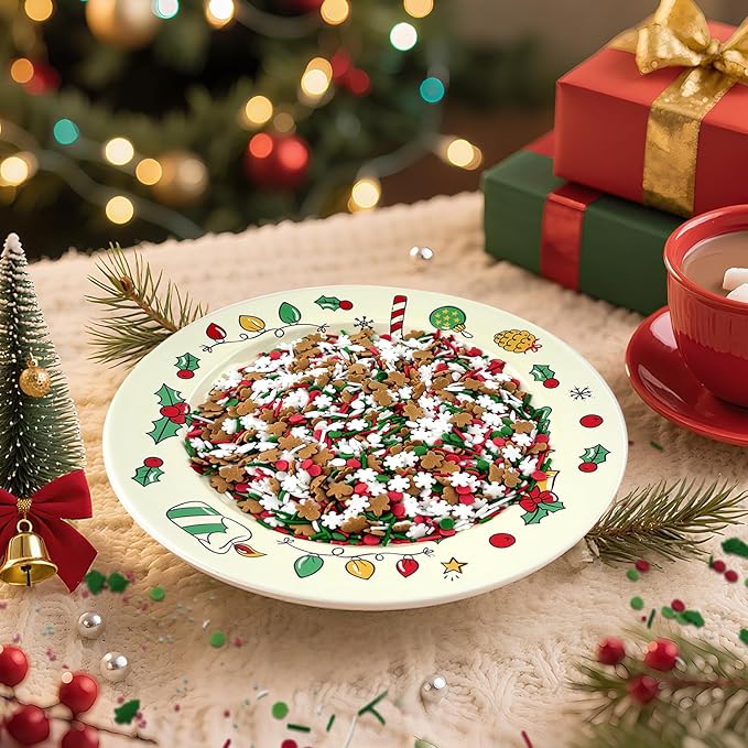 LEBERY Christmas Sprinkles Gingerbread Sprinkle White Winter Snowflake Sprinkle Red Green White Jimmies Edible Christmas Holiday Cake Sprinkles for Baking Ice Cream Cookies Cupcake Topper 8.4 Oz